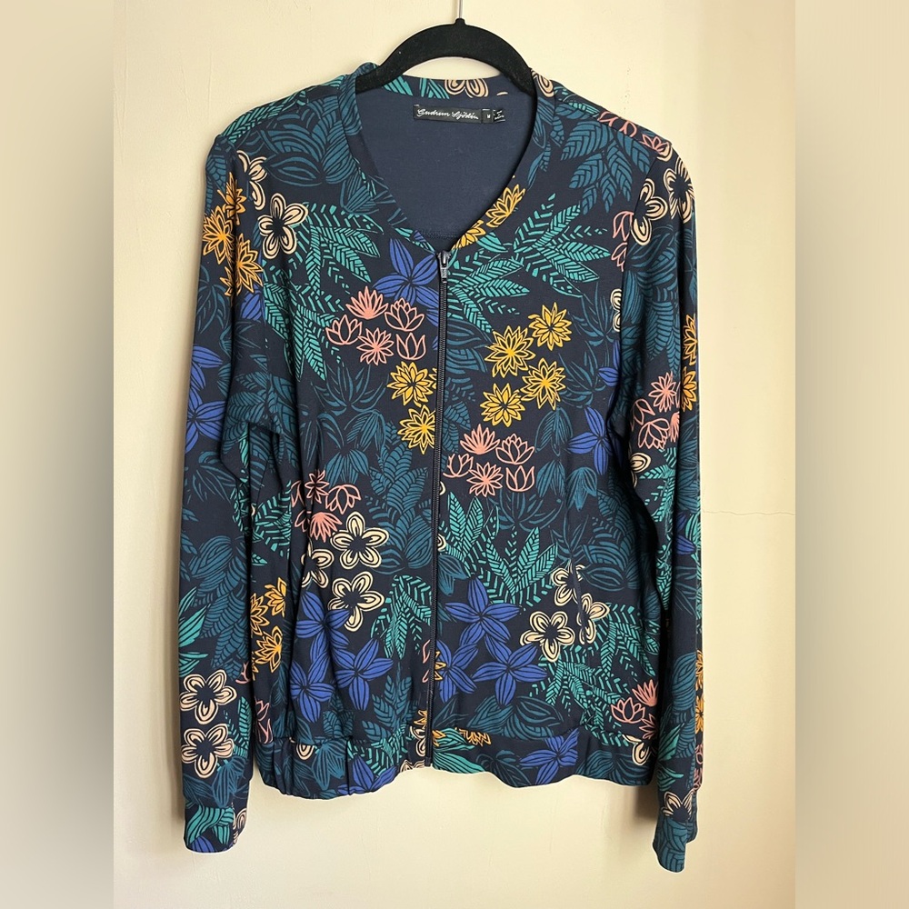 gudrun sjoden lightweight floral zip-front cotton bomber jacket